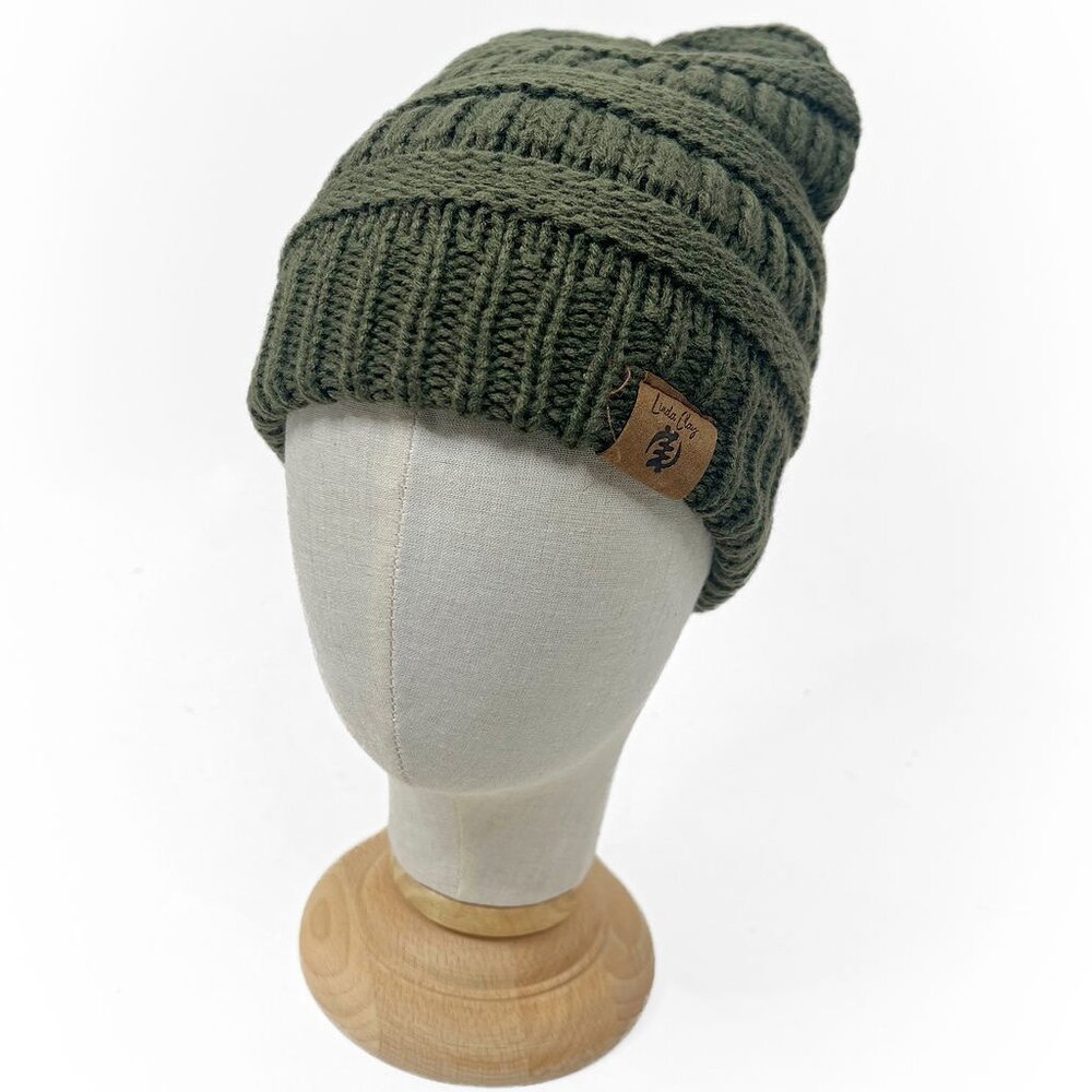 Beanie Hat Olive Green Chunky Knit Beanie Cozy Winter Hat | Unisex